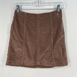 Free People Modern Femme Corduroy Western Mini Skirt Brown Womens‎ Size 2